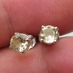 *925 Sterling Silver Genuine Citrine Earring Studs